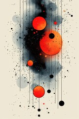 Poster - Abstract composition featuring vibrant colorful circles with splattered artistic elements