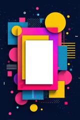 Poster - Vibrant abstract geometric illustration with colorful shapes and dark backdrop