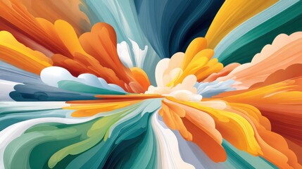 Poster - Colorful abstract digital painting featuring vibrant swirling energy and bold organic lines