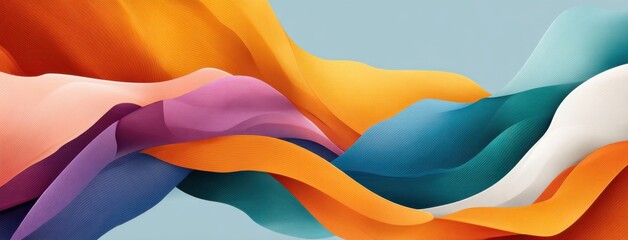 Poster - Abstract colorful waves composition in hues of orange, blue, purple, and white
