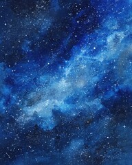 Wall Mural - Celestial Watercolor. Astronomic Night Sky Illustration with Bright Stars and Abstract Design