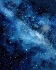 Wall Mural - Celestial Watercolor. Night Sky Print with Abstract Watercolor Background