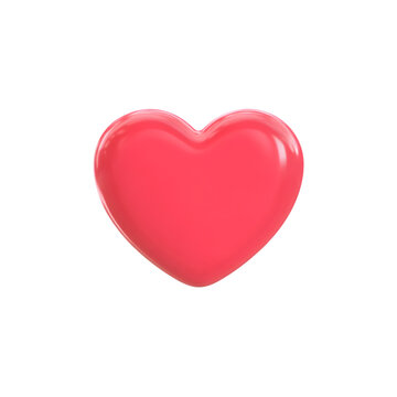 Glossy pink heart shape symbol isolated on transparent background for romantic designs