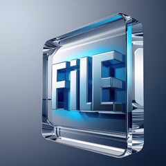 Leinwandbilder - Transparent glass block displaying the word file in a futuristic and modern design style on a gradient background
