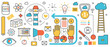 © lembergvector - Business highlights, success goal vision. Abstract emblems of lighthouse, management and team building, brand identity and finance development in infographic concept banner, thin line art design