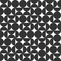Poster - Modern black and white geometric seamless pattern with half circle shapes. Minimalist vector background. Great for packaging, posters, home interior decor, digital print, banner, wallpaper