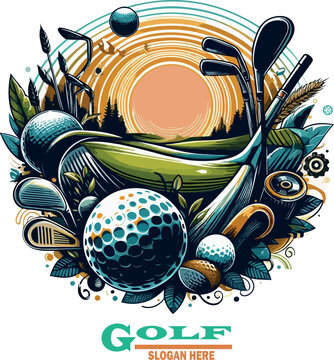 Golf vector white background .