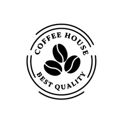 Fototapete - coffee cup logo icon , Coffee house best quality logo with coffee beans in a circular frame
