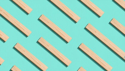 Poster - Diagonal Wooden Sticks Pattern on Aqua Background