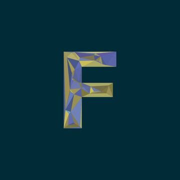 Alphabet F logo, 3d bold capital alphabet letter logo design, triangle, glass texture effect, jungle forest color