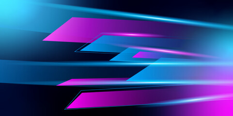 Poster - Modern abstract high-speed light effect.  Futuristic technology interface with arrows, lines, waves, speed lights, motion, data concept, science element, cyberspace shapes, and connection lines.vector