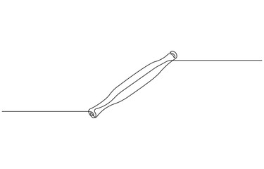 Poster - Rolling pin one line continuous drawing. Kitchen tools continuous one line illustration,  Hand drawn linear cooking icon. Minimal outline design element, print, card, brochure, poster, menu, logo.
