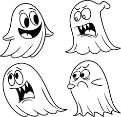 Aufkleber - funny cartoon monster vector illustrations for a halloween coloring book design