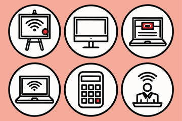 Poster - Set of six icons representing digital learning and technology concepts