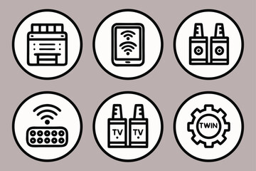 Poster - Collection of modern technology and gadget icons in a circular design