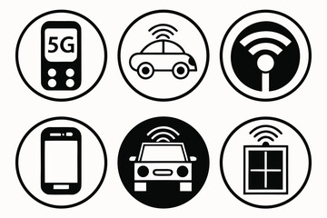 Poster - Collection of icons representing 5g technology and connected devices