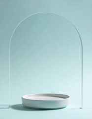 Aufkleber - Minimalist Product Display with Glass Arch and White Bowl