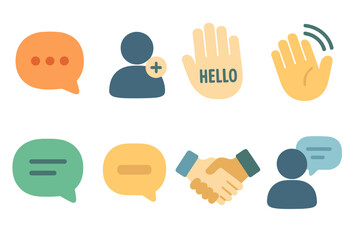 Poster - Communication symbols vector illustration for digital interaction and networking design