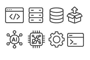Poster - Technology and programming vector illustration: modern icons for web and ai design