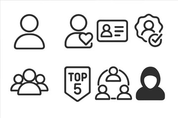 Poster - Minimalist flat vector illustration of user interface icons for social media and networking design
