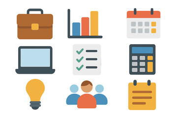 Poster - Business planning and productivity vector illustration for office design with flat icons