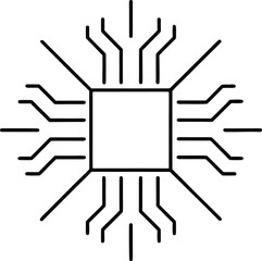 Poster - Futuristic ai chip with radiating lines and glowing effects isolated on transparent background