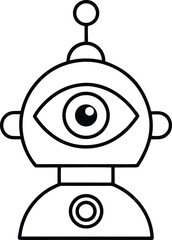 Poster - Futuristic robot eye with digital scanning beam isolated on transparent background