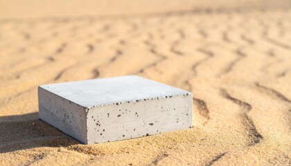 Aufkleber - Grey Concrete Block on Sandy Beach Background