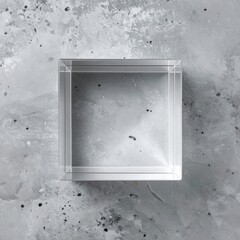 Aufkleber - Empty Clear Glass Cube on Grey Concrete Background