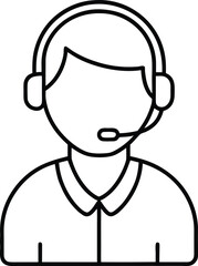 Poster - Customer support agent with headset line art icon for service and communication