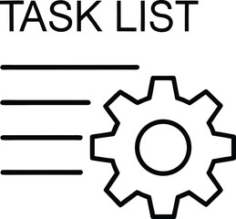 Poster - Clean line icon set featuring a task list and gear for technology and business