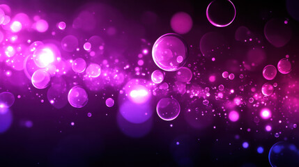 Poster - Pink and purple bokeh light, abstract bubble or orb background. Bright magic glow for celebration and dream concept.