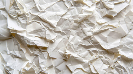  - Crumpled paper texture with soft white light creates interesting visual effect, showcasing intricate folds and shadows. This evokes sense of creativity and potential
