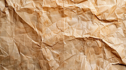 Poster - Crumpled old paper texture with warm, vintage feel, showcasing light stains and creases that add character and depth to surface. Perfect for backgrounds or artistic projects