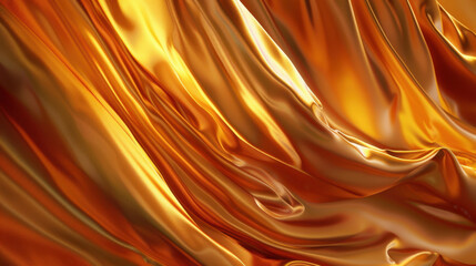 Poster - Elegant fabric wave in soft wind and glowing sunshine, showcasing rich golden hues and smooth textures that evoke sense of luxury and warmth