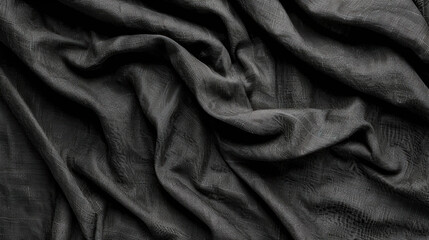 Poster - Minimal fabric texture with soft glow, showcasing elegant folds and rich black color that adds depth and sophistication to any design