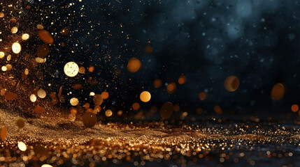 Poster - Sparkling clean light surface with golden particles creating mesmerizing effect, evoking sense of wonder and beauty in open zone