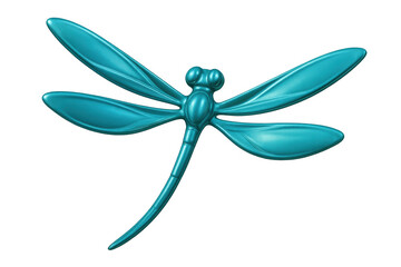Aufkleber - Turquoise dragonfly soaring with delicate wings, hovering against clean transparent backdrop, highlighting intricate insect details
