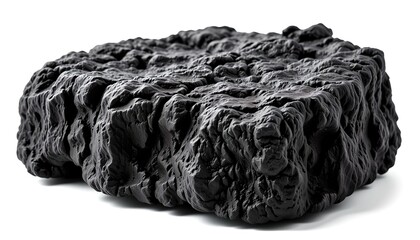 Poster - an isolated rough black rock, showcasing its unique texture. The object is detailed and intriguing, with an abstract appearance