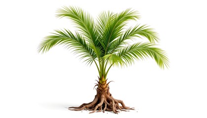 Poster - a lush green palm tree with its roots exposed against a clean background. This image captures the essence of tropical beauty and botanical detail