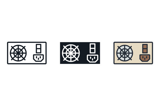 power supply icons isolated on White Background. Flat style design,symbol collection
