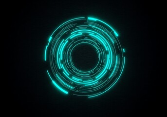 Aufkleber - A glowing blue futuristic circle design on a dark background