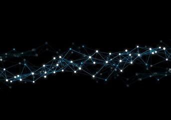 Aufkleber - Abstract network connection with dots and lines on black background