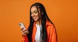 © MST - Young Woman Texting on Her Mobile Phone Smiling Happily