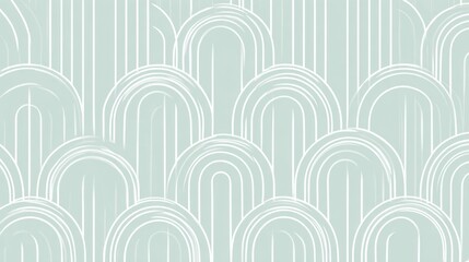 Poster - Geometric vector pattern with interlocking arches and vertical stripes, delivering sophisticated art deco inspired visual rhythm across backgrounds and textile surfaces