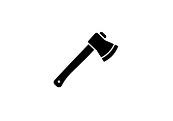 Fototapete - A simple black silhouette of an axe with a wooden handle on a plain white background in a minimalist style