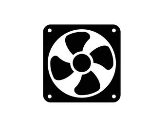 Fototapete - A black square computer fan with rounded corners and white blades on a white background vector art