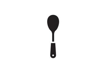 Fototapete - Isolated black silhouette of a spoon with a handle on a plain white background in a simple design