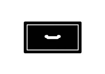 Aufkleber - A simple black and white illustration of a drawer with a handle on a white background space