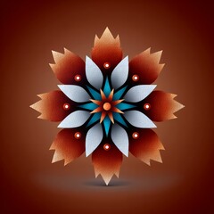 Poster - Intricate Brown and Teal Mandala Flower Design